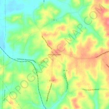 Mechanicstown topographic map, elevation, terrain