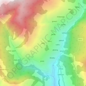 suila topographic map, elevation, terrain