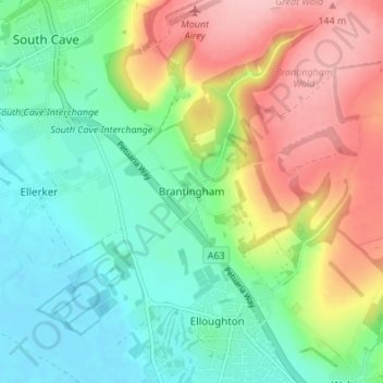 Brantingham topographic map, elevation, terrain