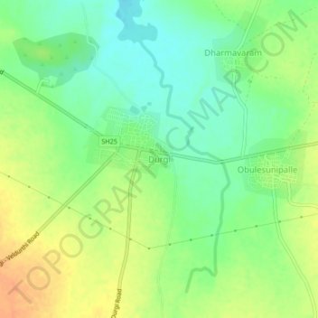 Durgi topographic map, elevation, terrain