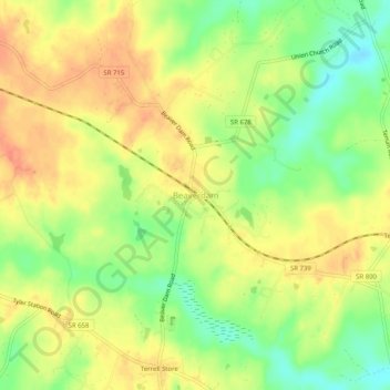 Beaverdam topographic map, elevation, terrain