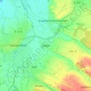 Gaden topographic map, elevation, terrain