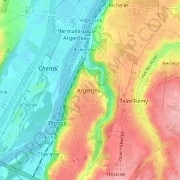 Argenteau topographic map, elevation, terrain