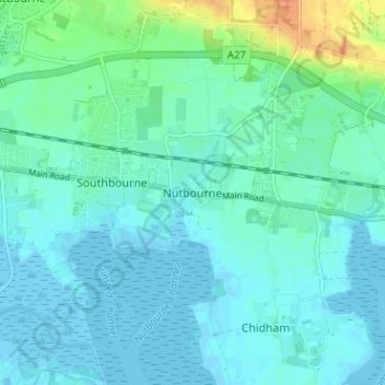 Nutbourne topographic map, elevation, terrain