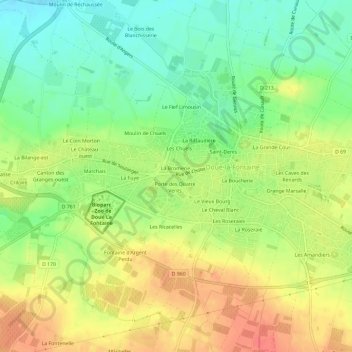 La Croix Verte topographic map, elevation, terrain