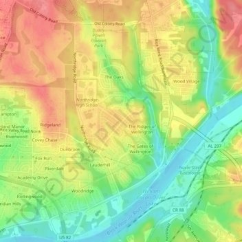 Riverchase topographic map, elevation, terrain