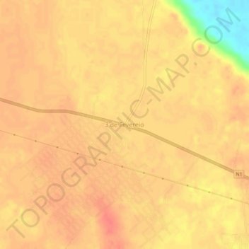 3 de Fevereio topographic map, elevation, terrain