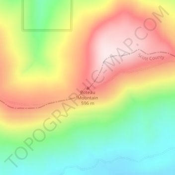 Poteau Mountain topographic map, elevation, terrain