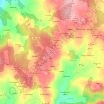 Boimorto topographic map, elevation, terrain