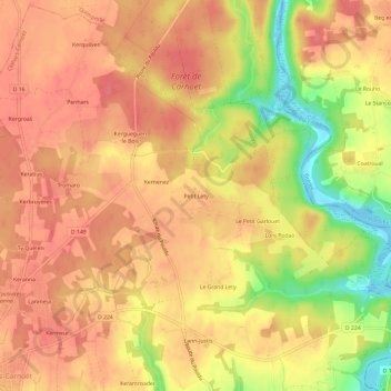Petit Lety topographic map, elevation, terrain