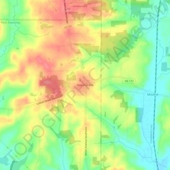 New Franklin topographic map, elevation, terrain