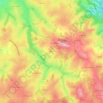 Rebirière topographic map, elevation, terrain