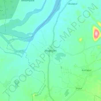 Mogilipet topographic map, elevation, terrain