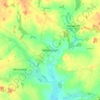 Aldborough topographic map, elevation, terrain