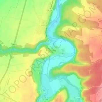 Entre les Deux Routes topographic map, elevation, terrain