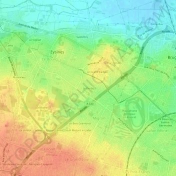 Le Derby topographic map, elevation, terrain