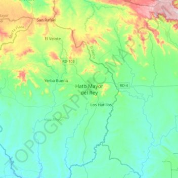 Hato Mayor del Rey topographic map, elevation, terrain