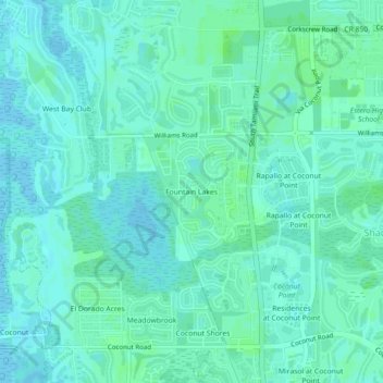 Fountain Lakes topographic map, elevation, terrain