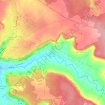 Odival topographic map, elevation, terrain