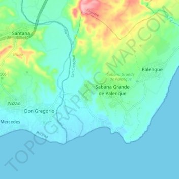 Juan Barón topographic map, elevation, terrain