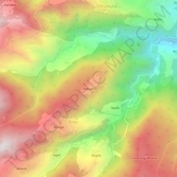 Patuari topographic map, elevation, terrain