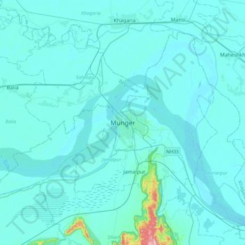 Munger topographic map, elevation, terrain