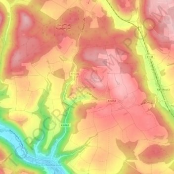 Apfelstetten topographic map, elevation, terrain