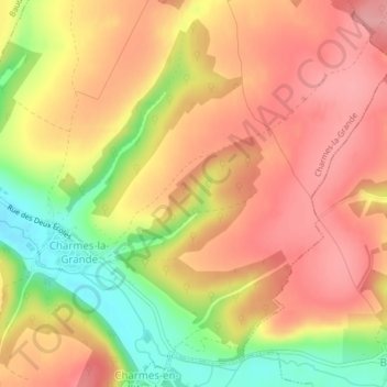 Joyeuses topographic map, elevation, terrain