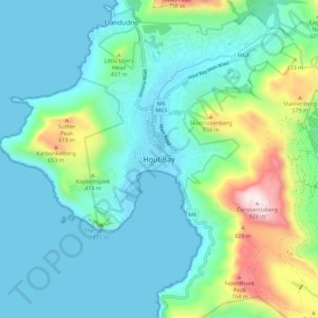 Hout Bay topographic map, elevation, terrain