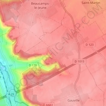Blangiel topographic map, elevation, terrain
