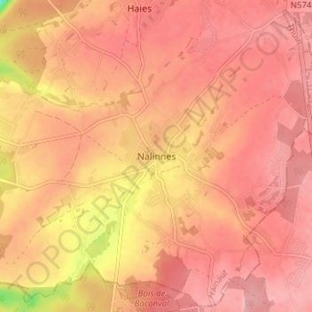 Nalinnes topographic map, elevation, terrain