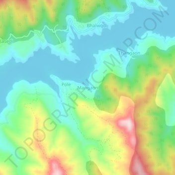 Mangaon topographic map, elevation, terrain