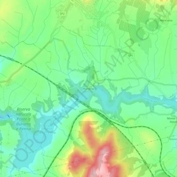 Rondine topographic map, elevation, terrain