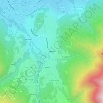 Frontenex topographic map, elevation, terrain