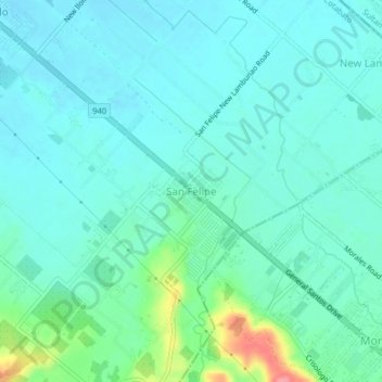 San Felipe topographic map, elevation, terrain