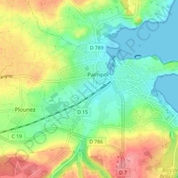 Biliou topographic map, elevation, terrain