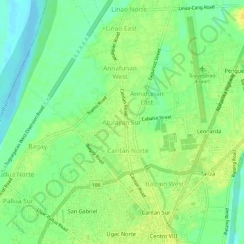 Atulayan Sur topographic map, elevation, terrain