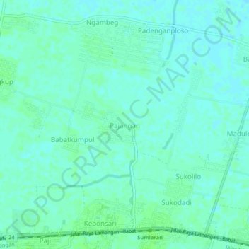 Pajangan topographic map, elevation, terrain