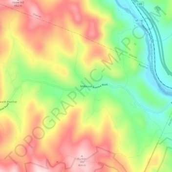 Millbrook topographic map, elevation, terrain