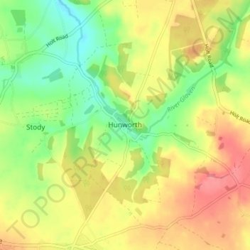 Hunworth topographic map, elevation, terrain