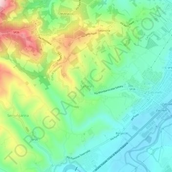 Saltara topographic map, elevation, terrain