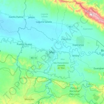 Mao topographic map, elevation, terrain