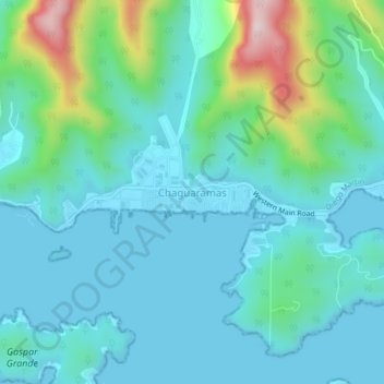 Chaguaramas topographic map, elevation, terrain