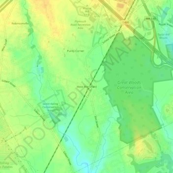 West Mansfield topographic map, elevation, terrain