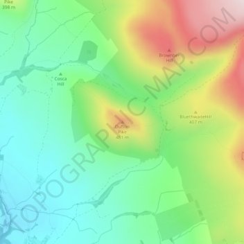 Dufton Pike topographic map, elevation, terrain