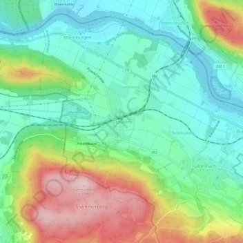 Etzwilen topographic map, elevation, terrain