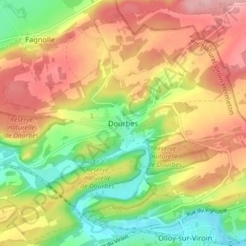 Dourbes topographic map, elevation, terrain