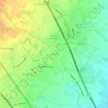 Bulaon topographic map, elevation, terrain