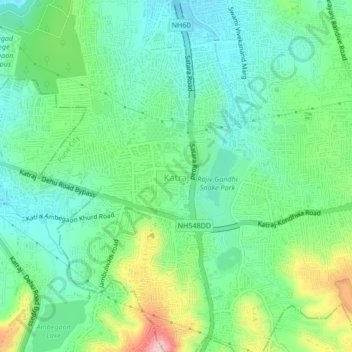 Katraj topographic map, elevation, terrain