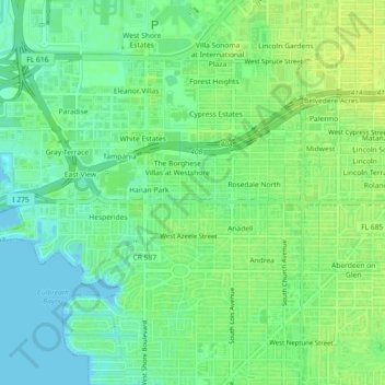 Manhattan topographic map, elevation, terrain